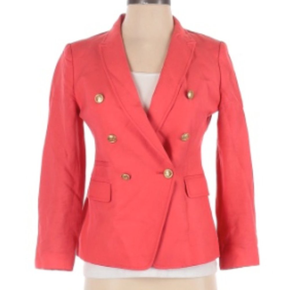 Banana Republic Captain's Blazer, Coral Pink with Gold Buttons - Size 4